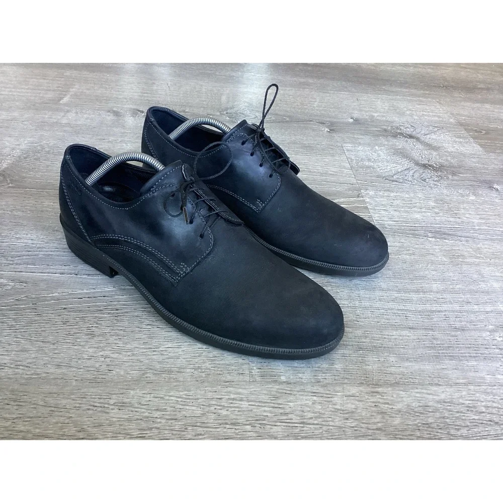 Ecco Men's Size 44 Black Dress Shoes Shock Point Tie Shoes 10 10.5